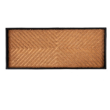 34.5"x14"x1.5" Rubber Boot Tray With Cross Embossed Coir Insert