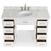 Ariel Kensington 55" Oval Sink Bath Vanity, White, 1.5" Carrara Marble
