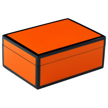 Lacquer Medium Box, Orange and Black