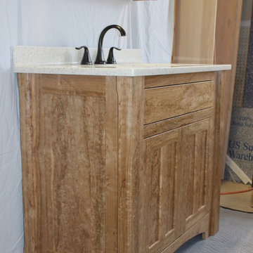 Figured Cherry Custom Built Bathroom Vanity