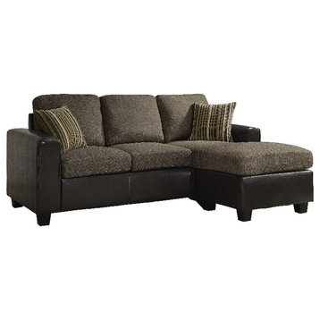 Lexicon Slater Reversible Sofa Chaise with 2 Pillows in Brown