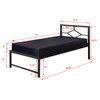 Archer 17"H Platform Daybed Bed Frame With 13 Slats, Black Metal, Twin