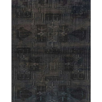 Machine Washable Area Rug, Black Abstract Pattern Chenille Polyester, 3' X 5'