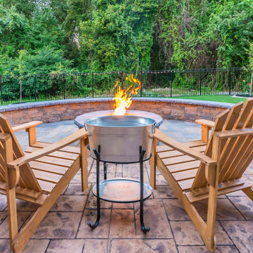 Rustic Patio, Pergola, Fire Pit and French Drain