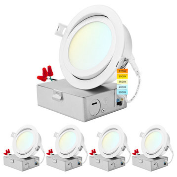 Luxrite 4" Gimbal LED Recessed Light 5 CCT 12W 950LM Dimmable 4-Pack