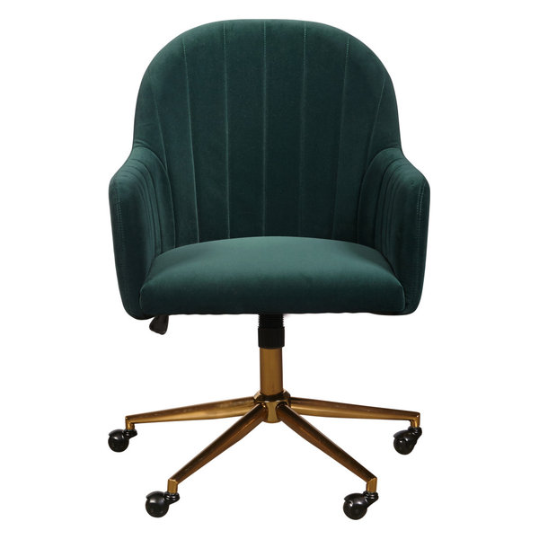 Upholstered Channel Tufted Office Chair, Emerald Green Velvet