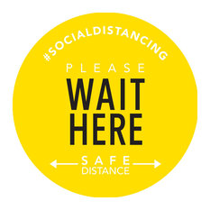 Wait Here - Floor Sticker - Boutique Style - 5pk, Yellow