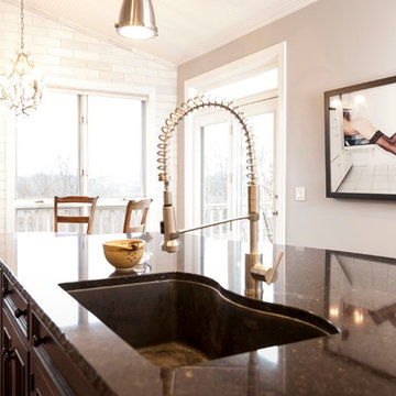 Ohio upscale White Kitchen with Black Island