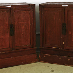 Red Lacquered Cupboard - Nightstands And Bedside Tables