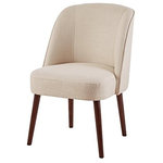 Olliix - Madison Park Dining Chair Modern Bexley Rounded Back Padded Side Chair, Natural - The soft curves of the wraparound back of this dining chair highlight the thin tapered legs, inviting you to linger at the dining table for as long as you desire. Featured in a textured natural fabric. Leg assembly required.