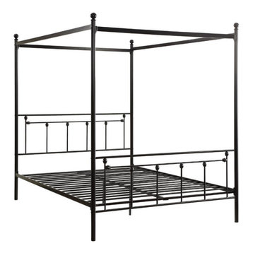 Lexicon Chelone Queen Metal Canopy Platform Bed in Black