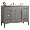 Catania Single Vanity With Carrara White Marble Top, Gray, 48", Without Mirror