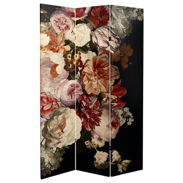 6' Tall Double Sided Vintage Flowers Canvas Room Divider