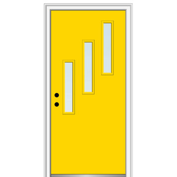36 in.x80 in. 3 Lite Clear Right-Hand Inswing Painted Fiberglass Smooth Door