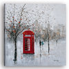Autumn Memories: A Romantic Red Telephone Booth- Abstract oil Paintings