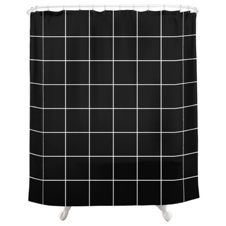 Grid Shower Curtain, Black