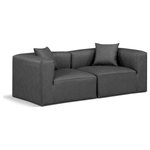 Meridian Furniture - Cube Upholstered Modular Sofa, Grey, 2-Piece: 2 Corner Chair, Vegan Leather - Elevate your space with the luxurious Cube Vegan Leather Modular Sofa. This modular sofa exudes modern elegance, charm, and comfort making it a perfect addition to any contemporary living space. Its clean lines and cube shape are reminiscent of minimalist design, while the plush charcoal grey vegan leather upholstery adds a touch of luxury and sophistication. The chair's versatile construction and geometric aesthetic seamlessly integrate into various design styles, from sleek living rooms to chic home offices, embodying the essence of modern design and creating a sense of order and tranquility in your space.