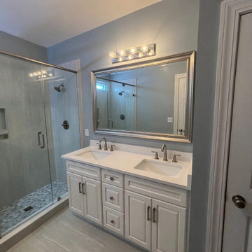 Quartz double-sink bathroom vanity