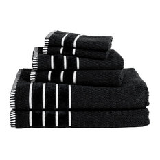 Rice Weave 6-Piece Cotton Towel Set, Black