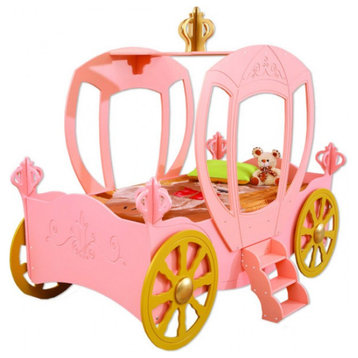 Girls Princess Carriage Car Bed , PINK
