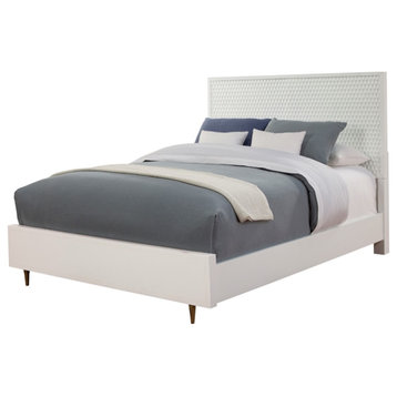 Origins by Alpine White Pearl Queen Wood Panel Bed in White