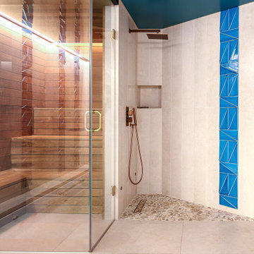 Modern basement extension housing spa, and gym