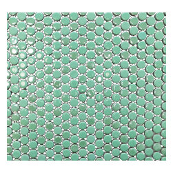 GL Stone Tile - Penny Round Porcelain Mosaic Tile, Bright Green, 11 Sheets - Mosaic Tile