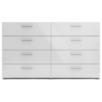 8 Drawer Double Dresser, Oak