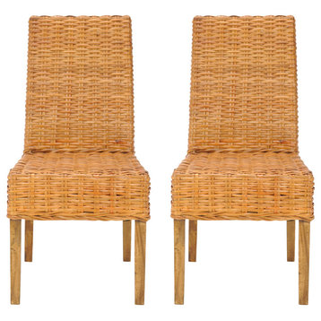 Safavieh Sanibel 18"H Rattan Side Chairs, Honey, Set of 2