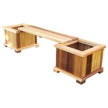 Wood Country Planter/Bench Set, Cedar Tone