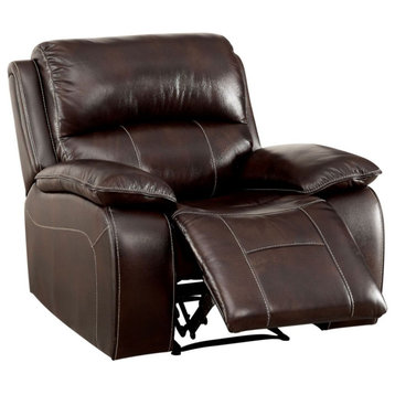 Brown Leatherette Upholstered Recliner Chair