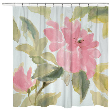 Laural Home Pink Blooms Shower Curtain