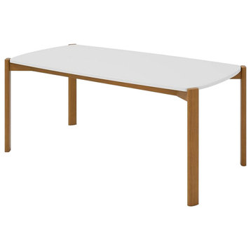 Mid-Century Modern Gales 70.87 Dining Table With Solid Wood Legs, Matte White