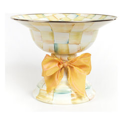 Parchment Check Enamel Compote - Large | MacKenzie-Childs - Serving Dishes And Platters