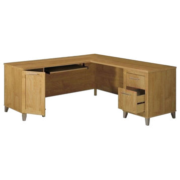 Bowery Hill 71" L-Shaped Computer Desk in Maple Cross