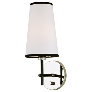 Bellevue 1 Light Wall Sconce in Polished Nickel And Black