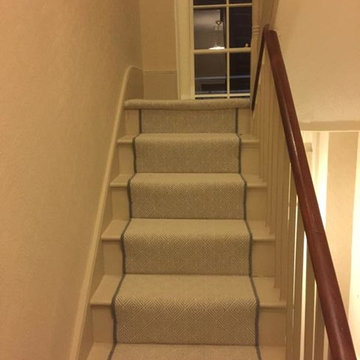 Grey Herringbone Carpet Installation to Stairs and Areas