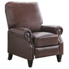 Carla Leather Pushback Recliner, Brown