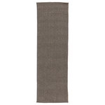Jaipur Living - Jaipur Living Iver Indoor/Outdoor Solid Gray/Taupe Area Rug, 2'6"x8' - The Nirvana Premium collection offers a boldly textured and grounding accent to modern homes. The dark gray Iver rug boasts a handwoven polypropylene and polyester construction for an easy-to-clean, weather resistant option that complements clean, Scandinavian interiors and relaxed, sophisticated outdoor areas alike.