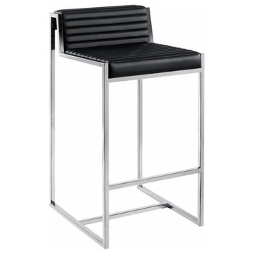 Zola Leather Counter Stool, Black