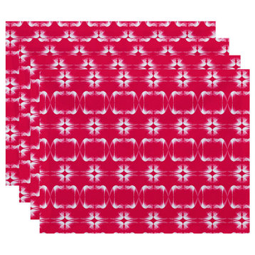 18x14-inch, Summer Picnic, Geometric Print Placemat, Pink (Set of 4)