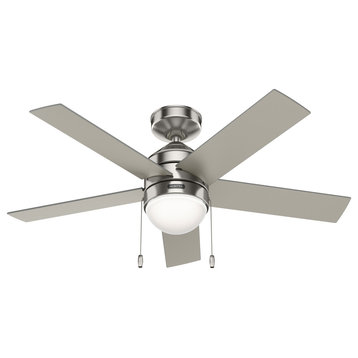 Hunter 44" Rogers Brushed Nickel Ceiling Fan With LED Light Kit and Pull Chain