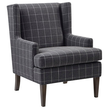 Martha Stewart Decker Windowpane Check Low Armed Accent Chair, Grey