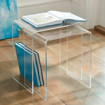 Modern Glass and Lucite Side End Tables