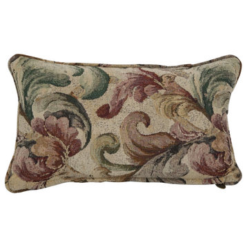 18" Double-Corded Patterned Jacquard Chenille Throw Pillow, Watercolor Floral