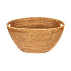 Artifacts Rattan Laundry Basket With Cutout Handles, Honey Brown