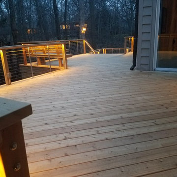 Highland Park, Illinois. Cedar Re-deck With Feeney Cable Rail & Rope Lighting