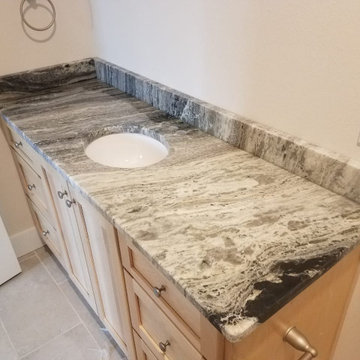 Fantasy Brown Dolomite + Light Wood Cabinets