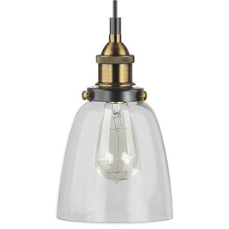 Fiorentino Industrial Pendant Lamp, Glass Shade, Antique Brass, Fixture Only