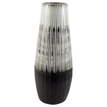 Tanami Dark Brown And White Ceramic Vase, Tall